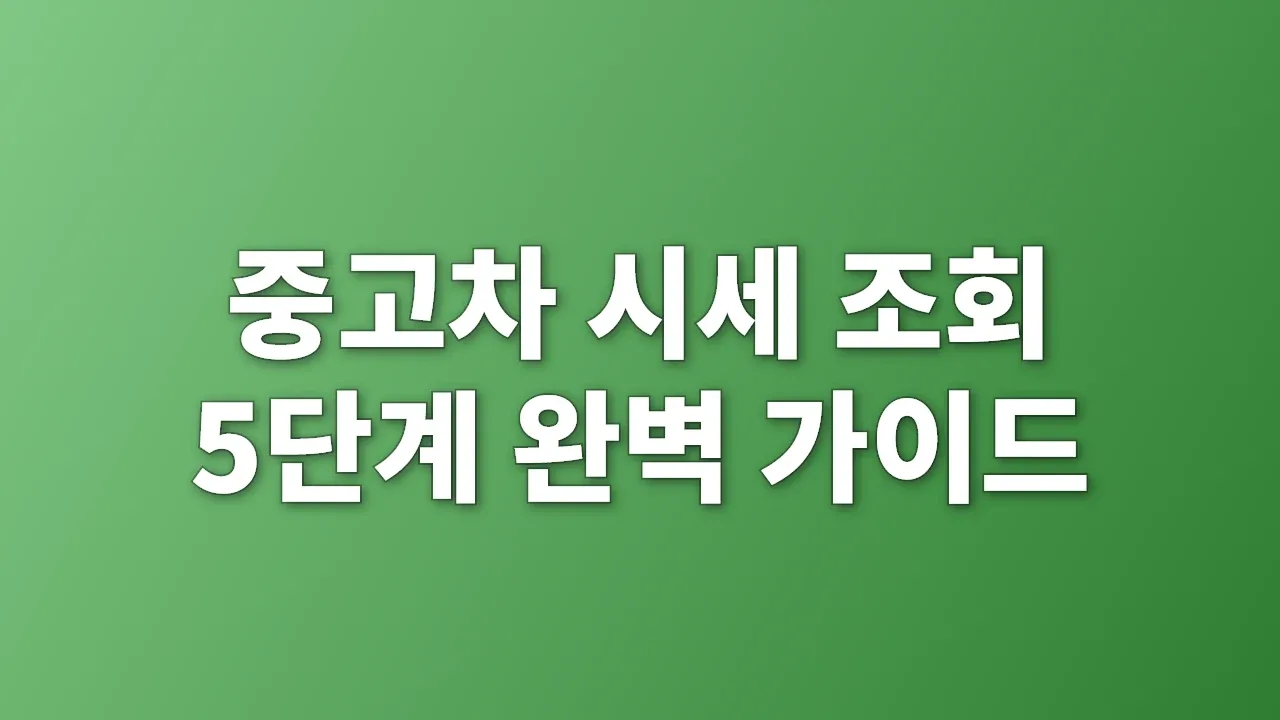 중고차 시세 조회 5단계 완벽 가이드